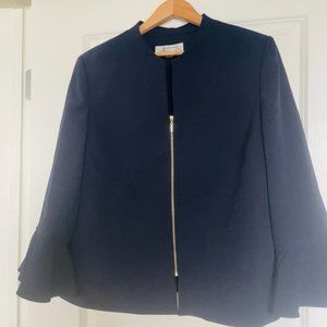 TAHARI SUIT SKIRT GOLD ZIPPER & FLARE SLEEVES